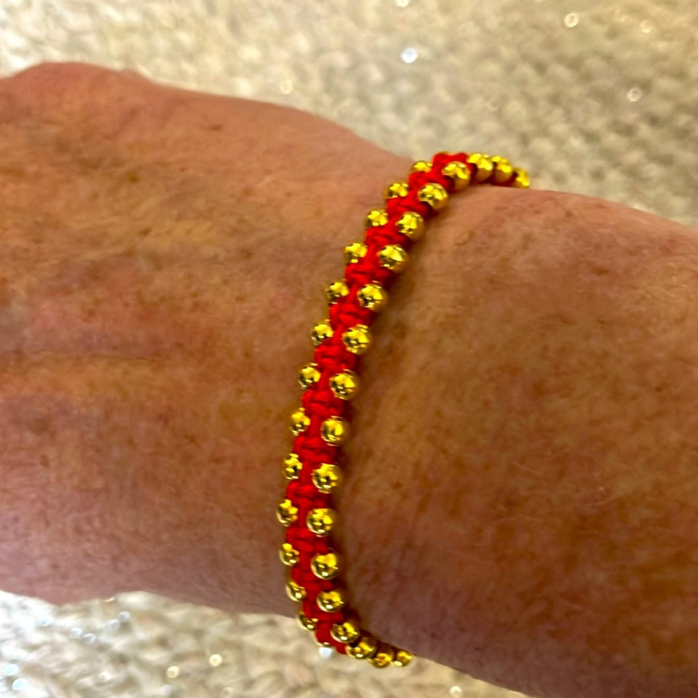 New Super Cute Boho Beaded Gold Surf Festival Bracelet Red